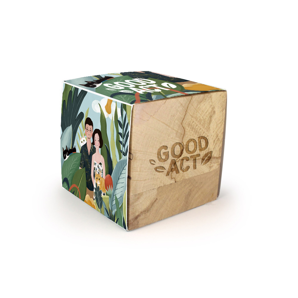 Ecocube en bois à faire pousser personnalisable avec votre logo