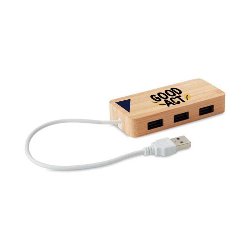 Hub USB 3 ports bambou personnalisable