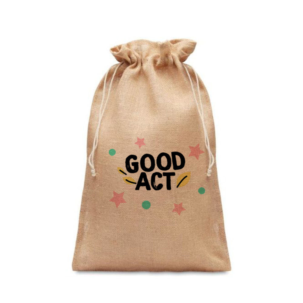 Grand pochon en toile de jute personnalisable