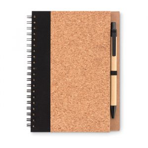 Carnet publicitaire-spirale-en-liège-avec-stylo