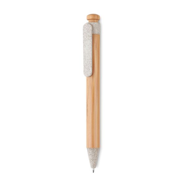 Stylo bille publicitaire poussoir en paille de blé