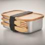 Lunchbox publicitaire en acier inoxydable personnalisé et bambou - 600ml