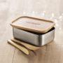 Lunchbox publicitaire en acier inoxydable personnalisé et bambou - 600ml