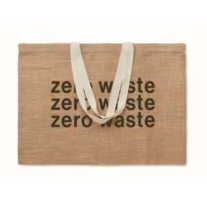 Sac en jute publicitaire personnalisable avec de longues anses en coton