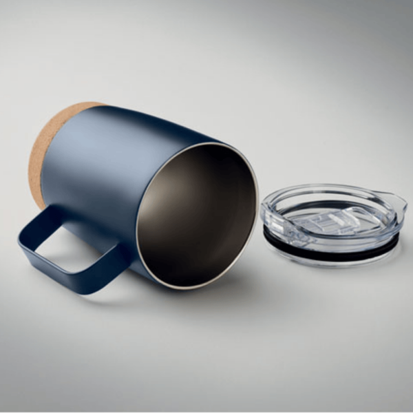Mug publicitaire en acier inoxydable avec base en liège - 300 ml | Personnalisable