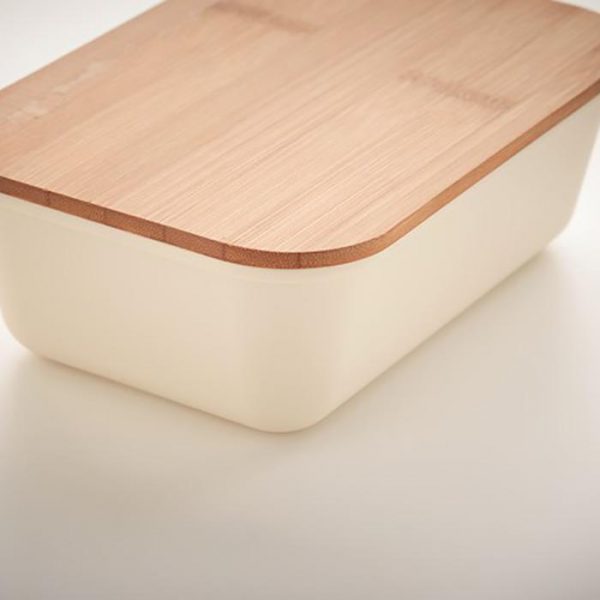 Lunchbox publicitaire avec couvercle en bambou - 1 litre | Personnalisable