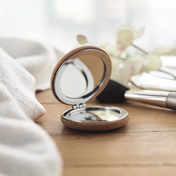 Miroir compact double face et couverture en liège | Personnalisable