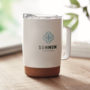 Mug publicitaire en acier inoxydable avec base en liège - 300 ml | Personnalisable