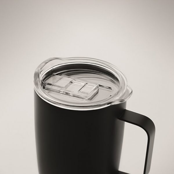 Mug publicitaire en acier inoxydable avec base en liège - 300 ml | Personnalisable