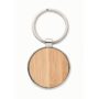 Porte-clés rond en zinc avec surface en bambou personnalisable