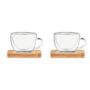 Ensemble de 2 verres à expresso avec soucoupe en bambou