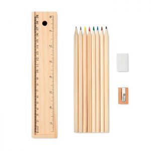Kit 12 crayons couleurs avec étui en bois