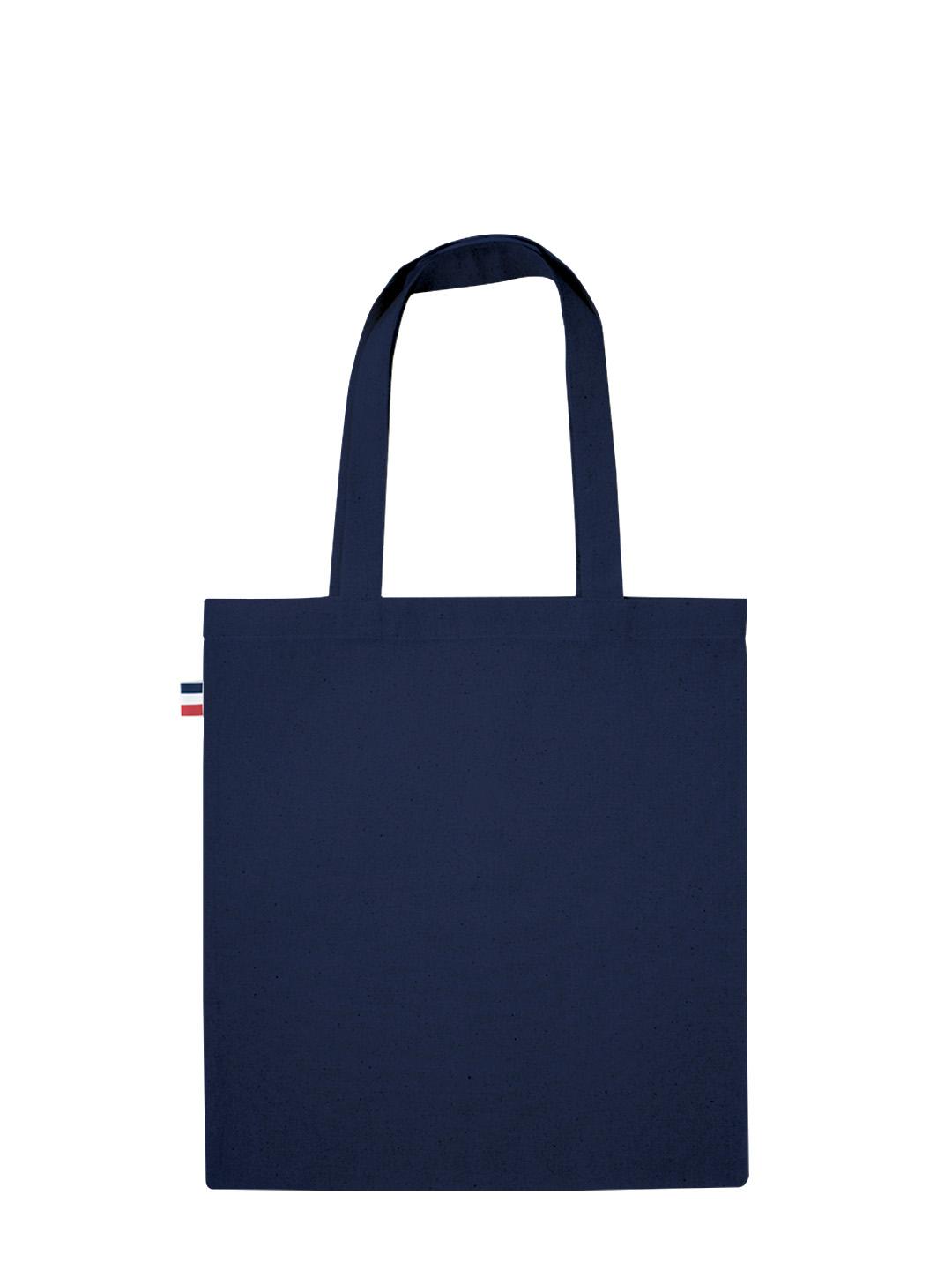 Tote bag publicitaire Made in France en coton bleu marine certifié - 150 gr/m²