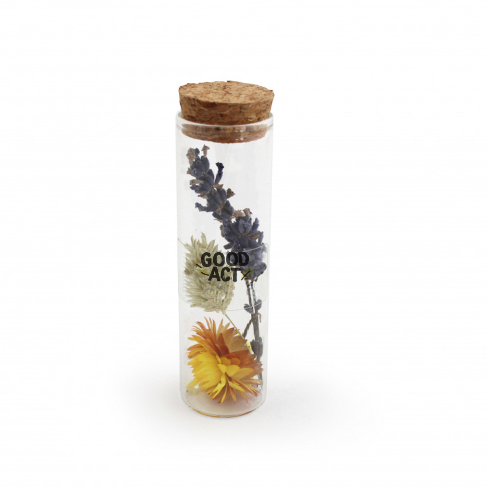 fleurs séchées en tube personnalisable - Cadeau d'entreprise nature pas cher