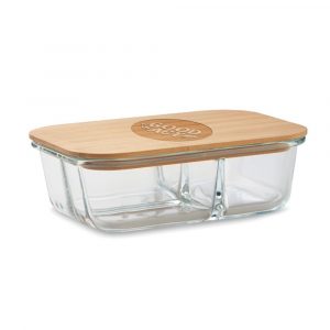Lunchbox en verre à personnaliser avec couvercle en bambou
