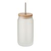 Gobelet en verre personnalisable avec couvercle en bambou et paille