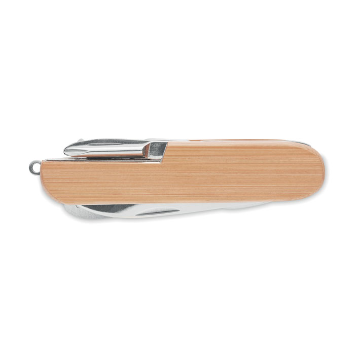 Couteau de poche multi outils personnalisé en acier inoxydable et bambou