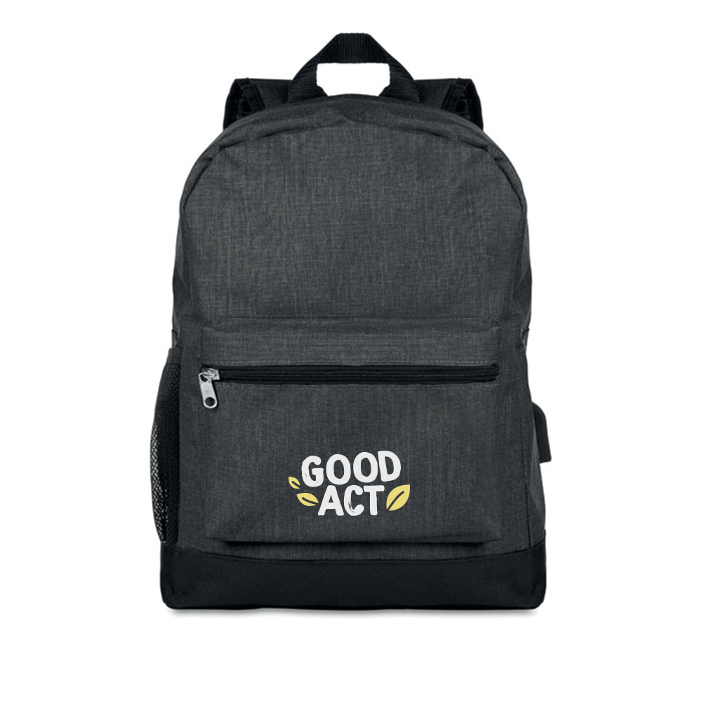 sac à dos gris publicitaire anti vol personnalisable