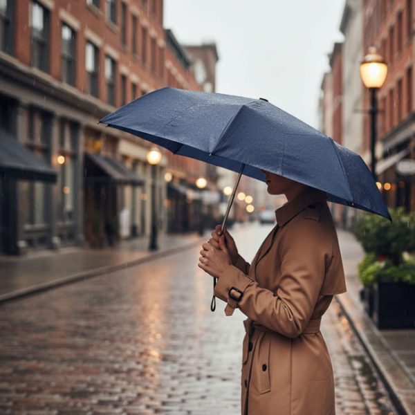 Parapluie pliable 100% polyester personnalisable avec un logo - Made in UE