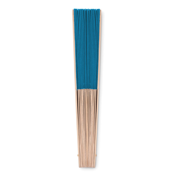 Eventail manuel en bois personnalisable bleu