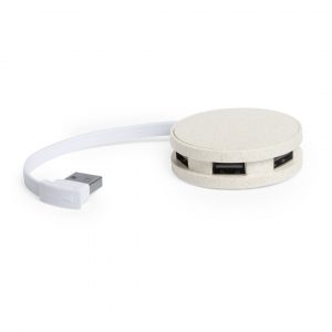 Hub USB publicitaire en paille de blé - Goodies entreprise