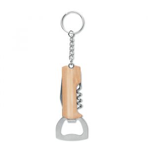 Porte clés personnalisable avec un logo - 3 en 1 en bambou