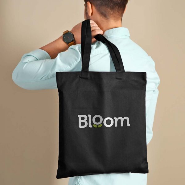 Tote bag noir en coton personnalisable avec logo - 105 g/m²