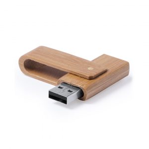 Clé USB en bambou avec protection rotative publicitaire - 16 Go
