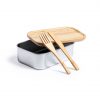 Lunchbox personnalisée en acier inox avec couverts en bambou