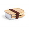 Lunchbox personnalisée en acier inox avec couverts en bambou