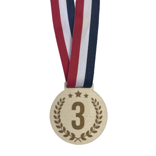 Médaille en bois personnalisable avec lanyard drapeau français
