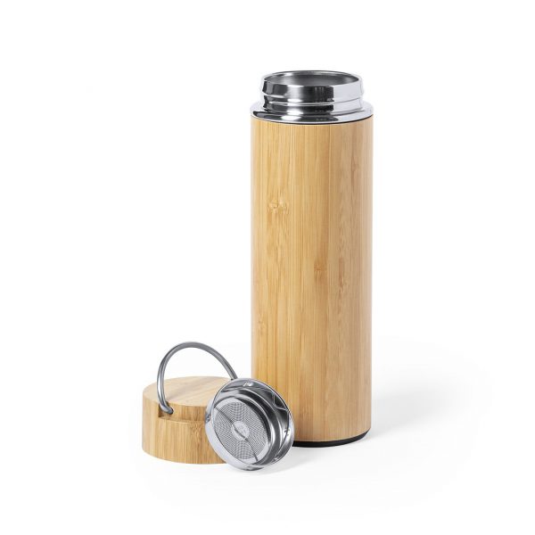 Bouteille thermos personnalisable avec finition bambou - 400 ml