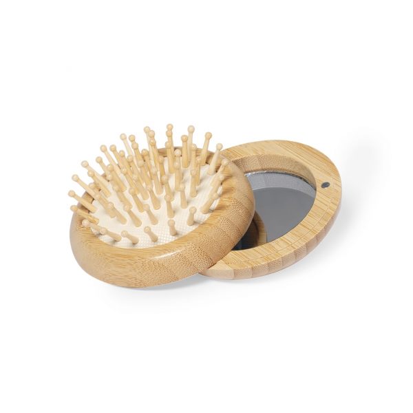 Brosse à cheveux en bambou personnalisée avec miroir intégré