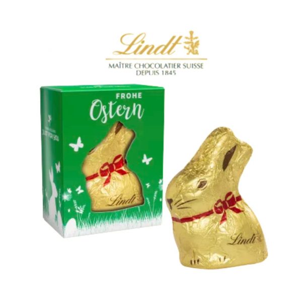 Mini lapin Lindt dans une boîte publicitaire à offrir