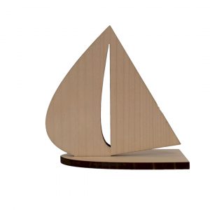 Trophée en bois publicitaire en forme de bateau