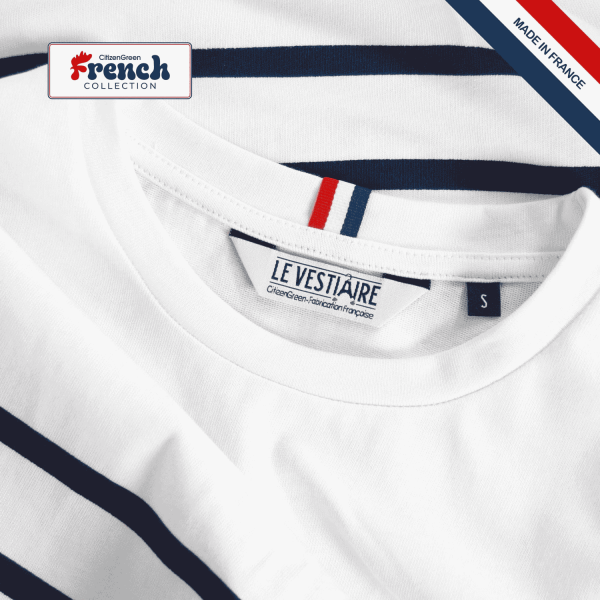 T-shirt marinière personnalisée coton bio épais – 230 gr/m²