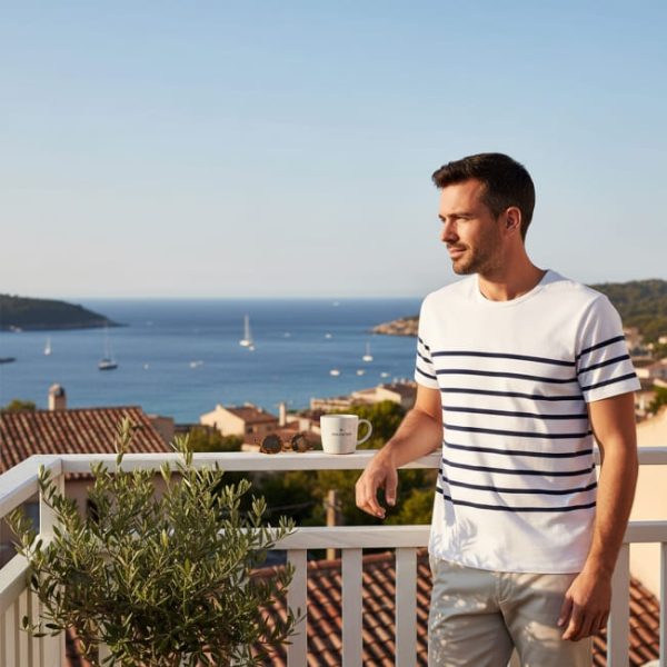 T-shirt marinière coton bio Made in France - 230 gr/m²