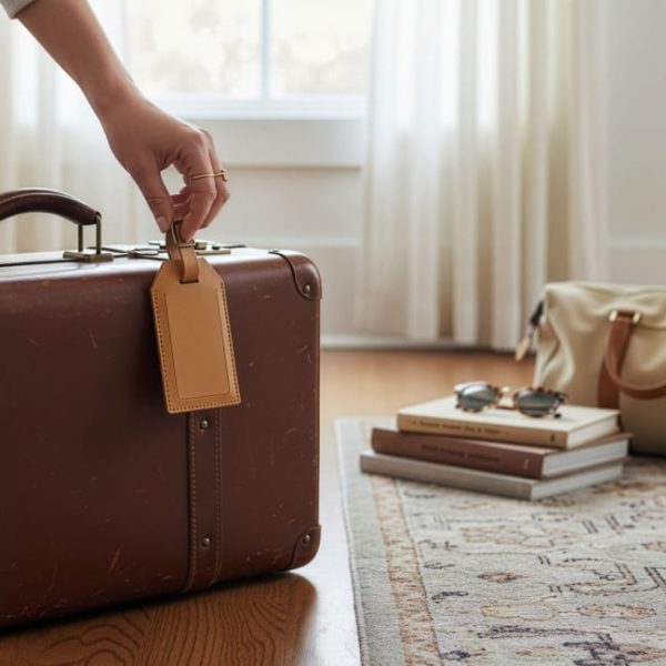 Etiquette de bagage en cuir recyclé - Made in France