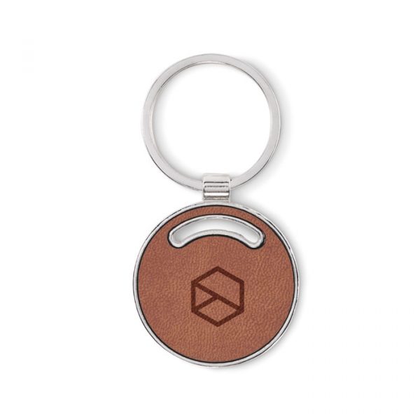Porte-clés rond avec incrustation cuir