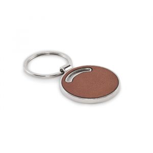 Porte-clés rond avec incrustation cuir