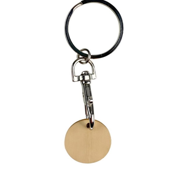 Porte clés avec jeton de caddie en bois personnalisable - Made in France