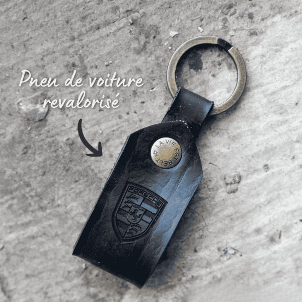 Porte clés upcyclé pneu de vélo personnalisés - Goodies Made in France original