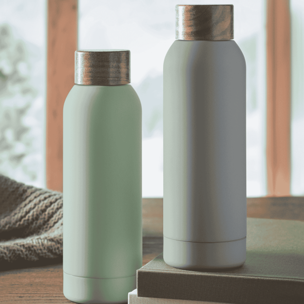 Gourde publicitaire acier recyclé et bois d'acacia - 700 ml