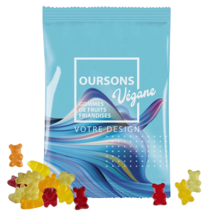 Bonbons publicitaire Vegan oursons aux fruits - 100 gr