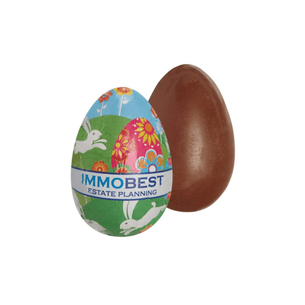 Œufs de Pâques personnalisés en chocolat FairTrade - 10 gr