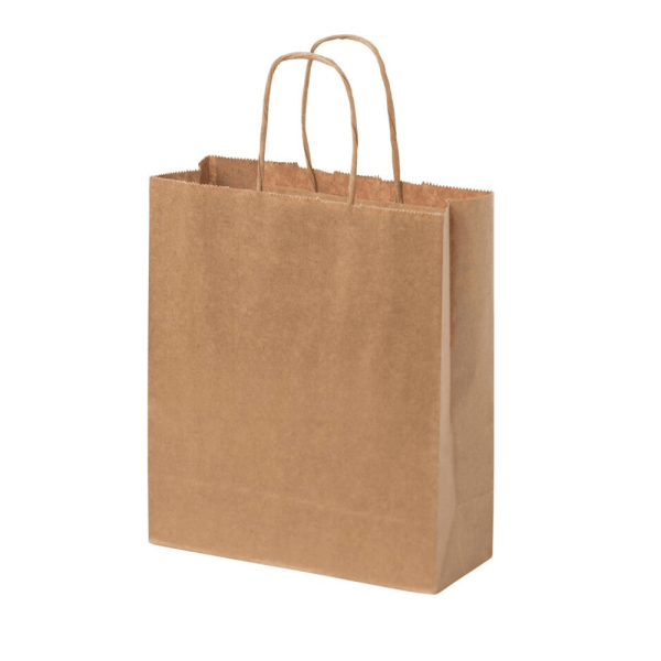 Sac en papier Kraft personnalisé 80 g/m² avec poignées torsadées - 18 x 8 x 21 cm