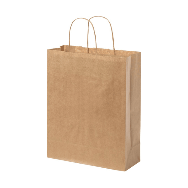 Sac en papier Kraft personnalisé 80 g/m² avec poignées torsadées - 25 x 11 x 32 cm