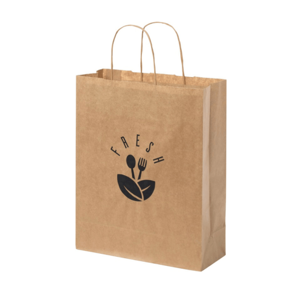 Sac en papier Kraft personnalisé 80 g/m² avec poignées torsadées - 25 x 11 x 32 cm