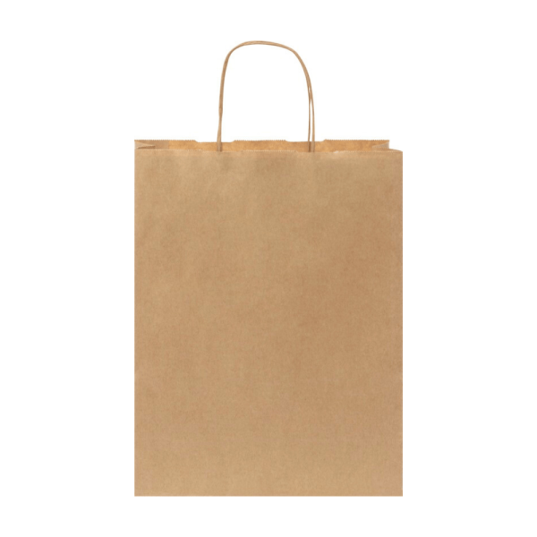 Sac en papier Kraft personnalisé 80 g/m² avec poignées torsadées - 25 x 11 x 32 cm