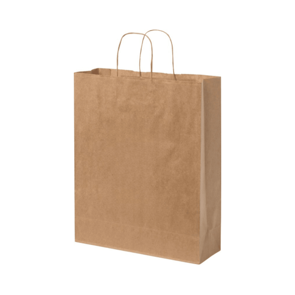 Sac en papier Kraft personnalisé 80 g/m² avec poignées torsadées - 32 x 12 x 40 cm